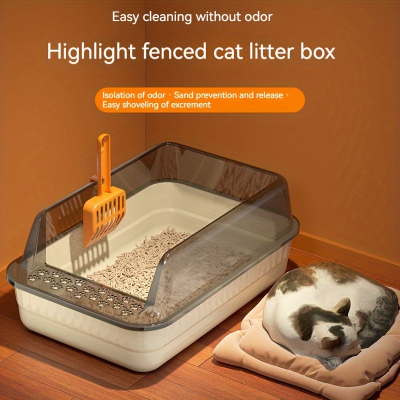 Caja de Arena Semicerrada para Gatos – Higiene y Comodidad en un Diseño Inteligente