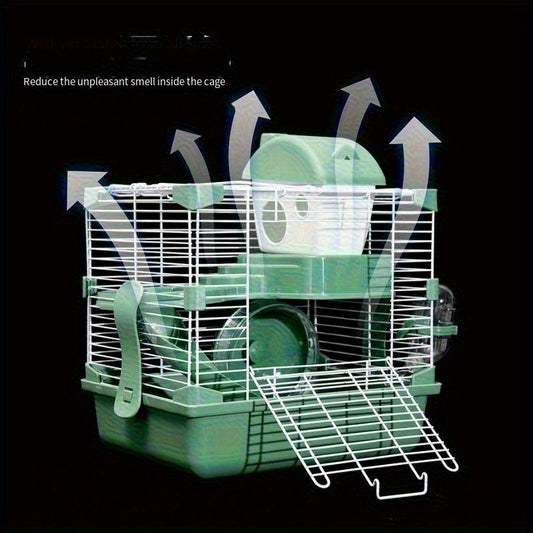 Jaula de Doble Nivel para Hámsters – Espacio Amplio con Vista Transparente