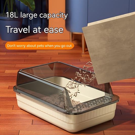 Caja de Arena Semicerrada para Gatos – Higiene y Comodidad en un Diseño Inteligente