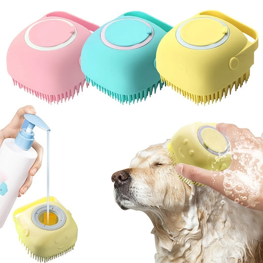 Cepillo y esponja juntos para el Baño de tu mascota con Dispensador de Gel – Masaje y Limpieza para Mascotas