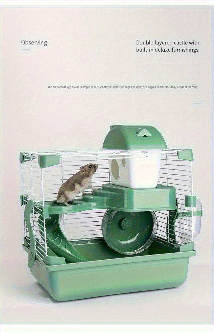 Jaula de Doble Nivel para Hámsters – Espacio Amplio con Vista Transparente