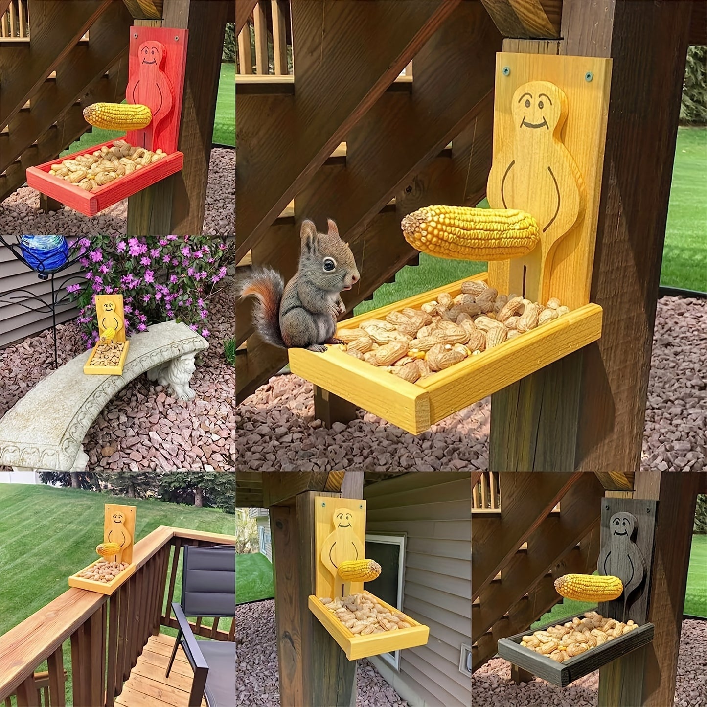 Comedero de Madera para Pájaros y ardillas  – Alimentación y Decoración al Aire Libre