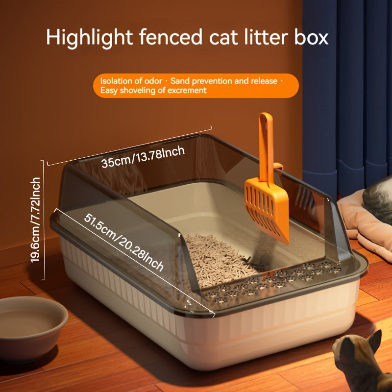 Caja de Arena Semicerrada para Gatos – Higiene y Comodidad en un Diseño Inteligente