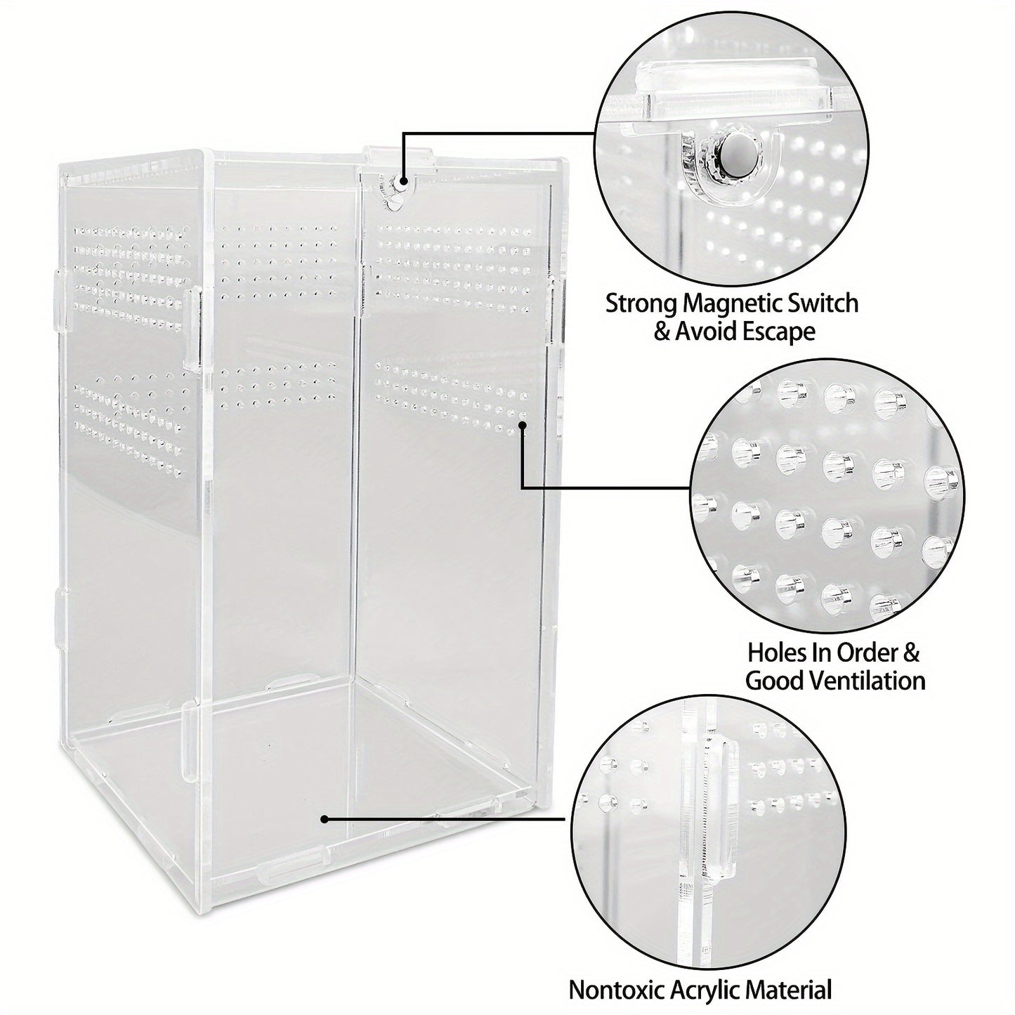 Terrario Transparente con Cierre Seguro – Hábitat Seguro para Reptiles Pequeños e insectos