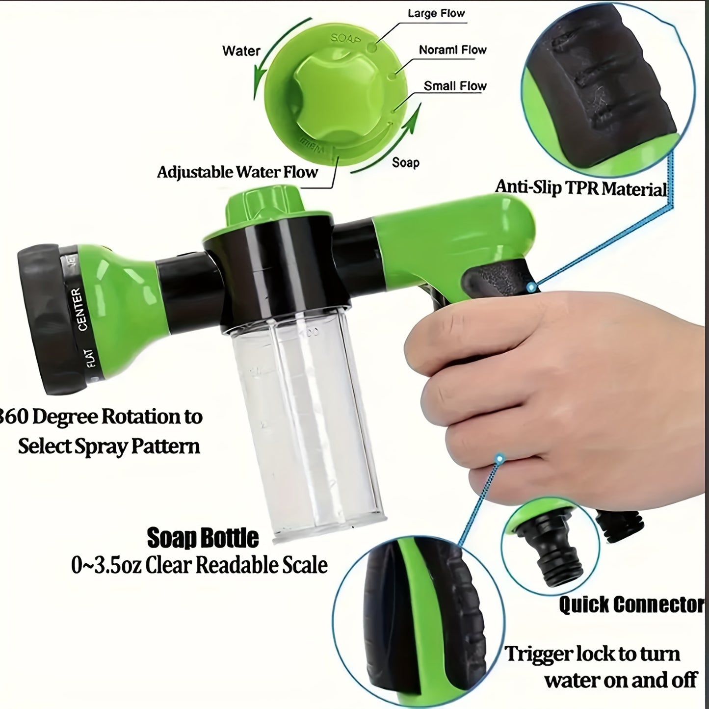 Rociador de Baño 8 en 1 para Caballos – Limpieza Eficiente con Dispensador de Jabón